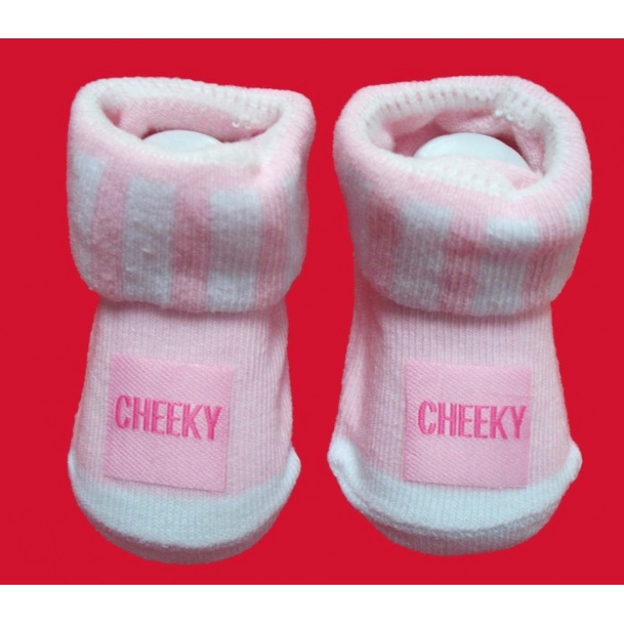Baby Booties Cheeky In Pink -- £0.70 per item - 12 pack